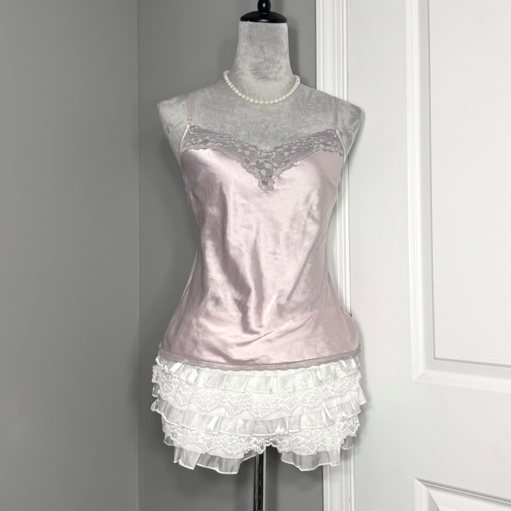 Y2K Victoria’s Secret Baby Pink Lace Trim Silky Cami